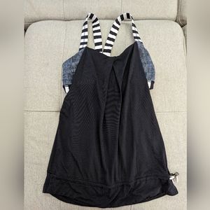 Lululemon Run for Your Life Black and White Drawstring Waist Bra Shelf Top